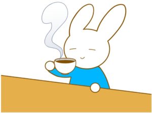 ウサギがお茶を飲むイラスト